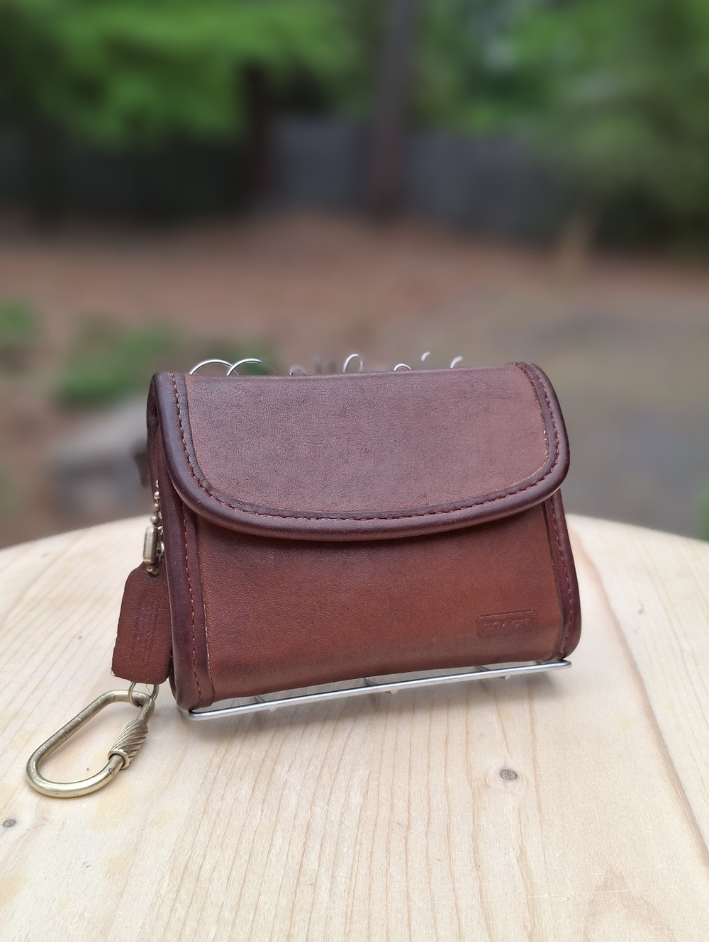 Vintage 90's Coach Brown Leather Multi-Function Purse Key/Card Holder #7219